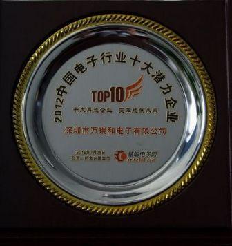 電子行業(yè)十大潛力企業(yè)獎(jiǎng)牌